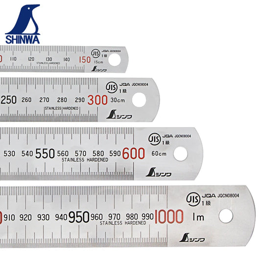 Shinwa Edelstahl Lineale mit matter oder polierter Oberfläche von 150mm bis 1000mm