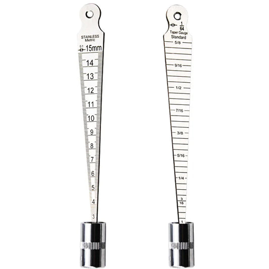 Edelstahl Messkeil 1-15mm & 1/64"-5/8" in 0,7mm und 2mm Stärke