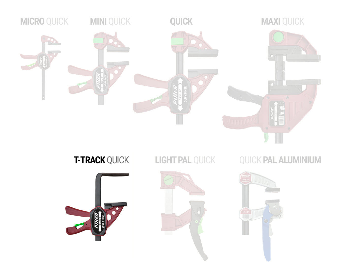 Piher Einhandzwinge Mini Quick T-Track - Einhandzwingen für Führungsschienen