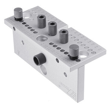 Komplettset Bohrschablone + Bohrer + C-Klemme für Dübellöcher und Excenter-Möbelverbinder