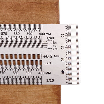 T-Lineal 200/300/400 mm Edelstahl mit Lochraster in 0,25mm Schritten